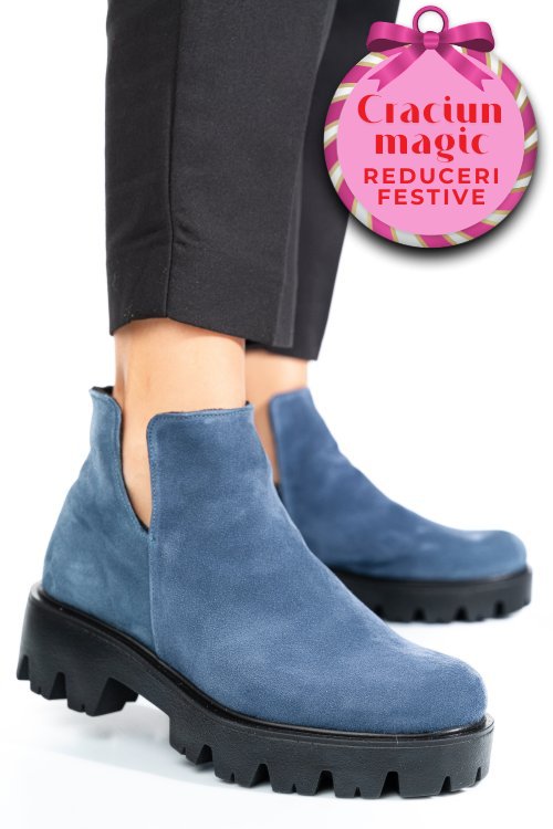 Ghete albastre piele naturala intoarsa 0s7724