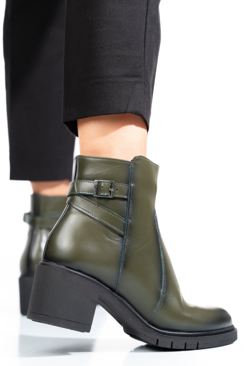 BOTINE DAMA PIELE NATURALA VERZI 4S7726