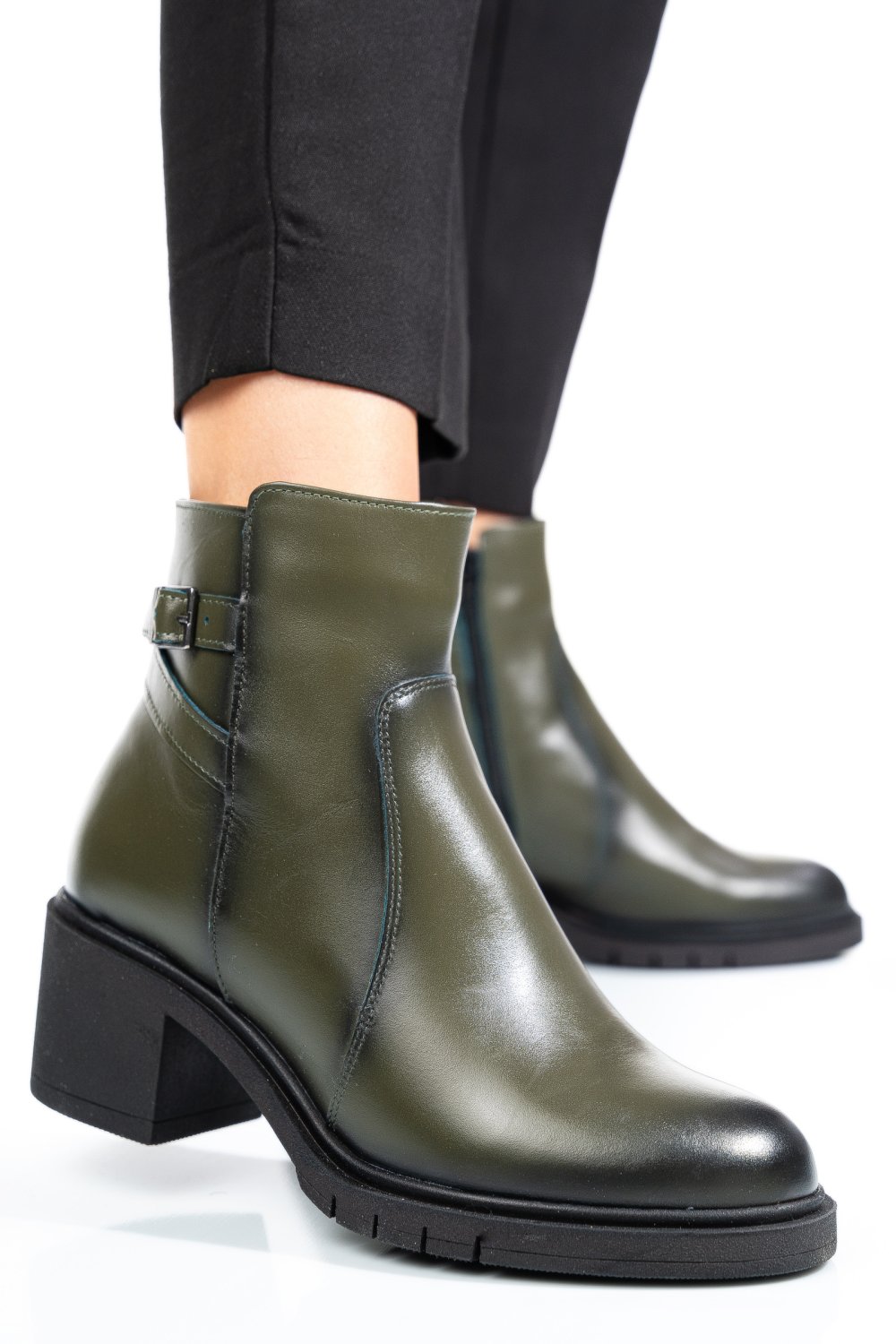 BOTINE DAMA PIELE NATURALA VERZI 4S7726