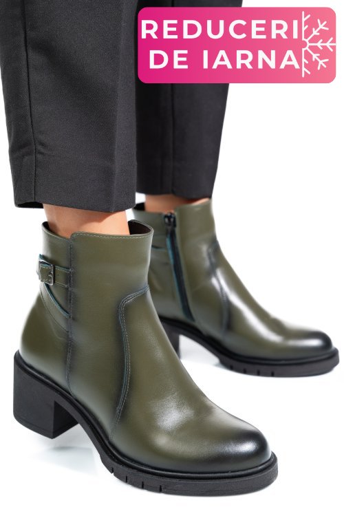 Botine dama piele naturala verzi 4s7726