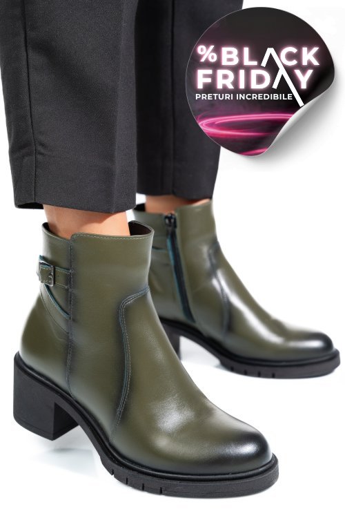 Botine dama piele naturala verzi 4s7726