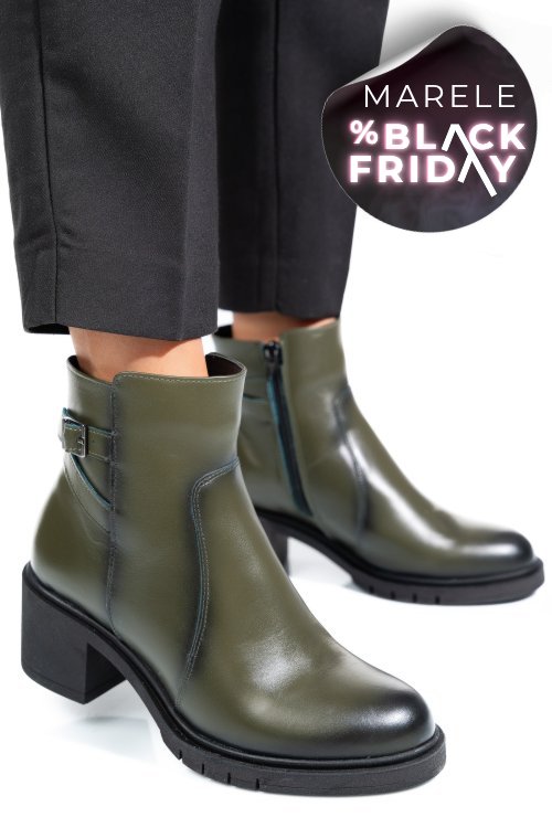 Botine dama piele naturala verzi 4s7726