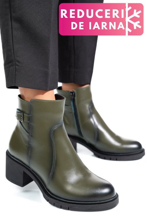 Botine dama piele naturala verzi 4s7726