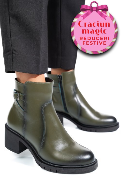 Botine dama piele naturala verzi 4s7726