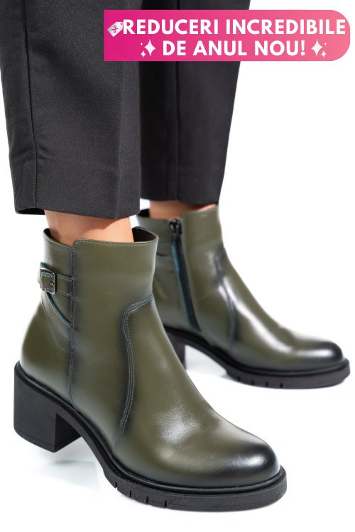 Botine dama piele naturala verzi 4s7726