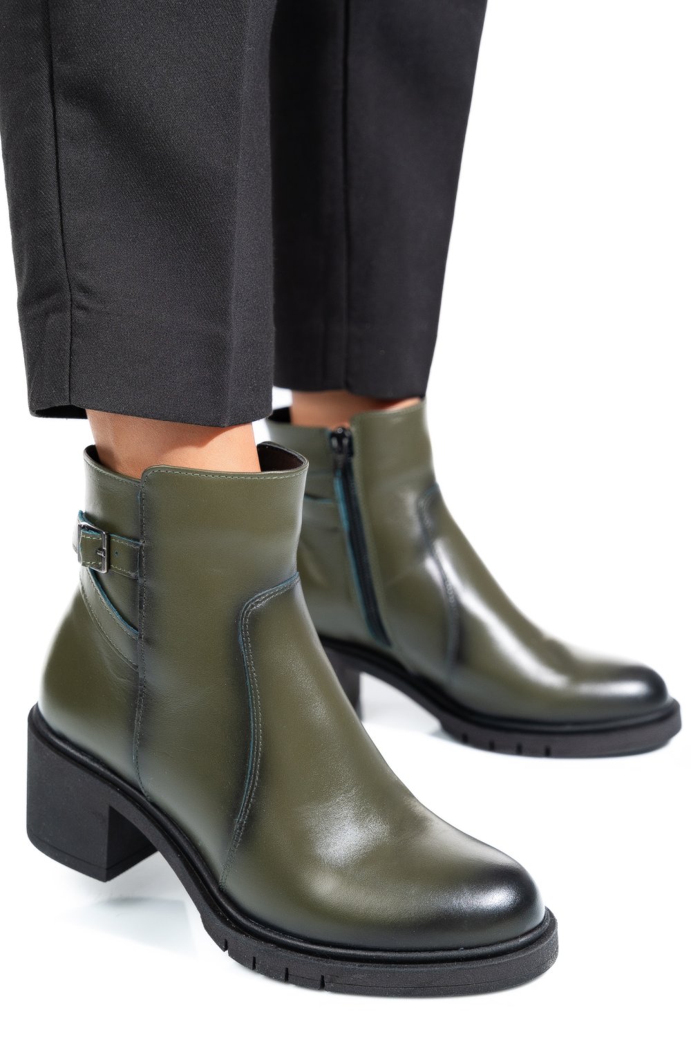 BOTINE DAMA PIELE NATURALA VERZI 4S7726