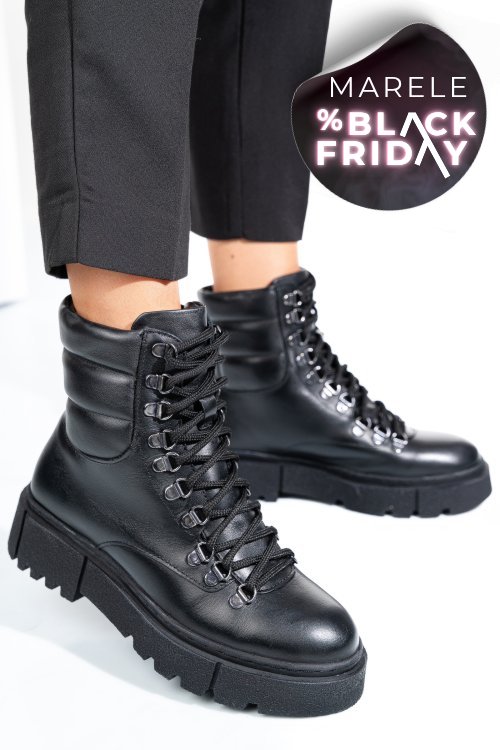 Ghete negre piele naturala 4s7762