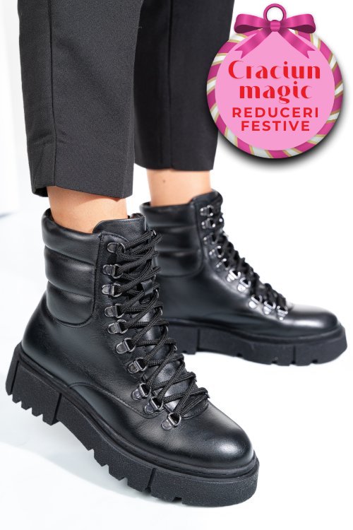 Ghete negre piele naturala 4s7762