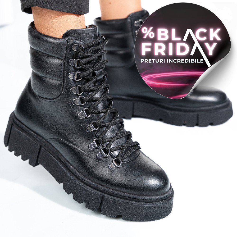 GHETE NEGRE PIELE NATURALA 4S7762