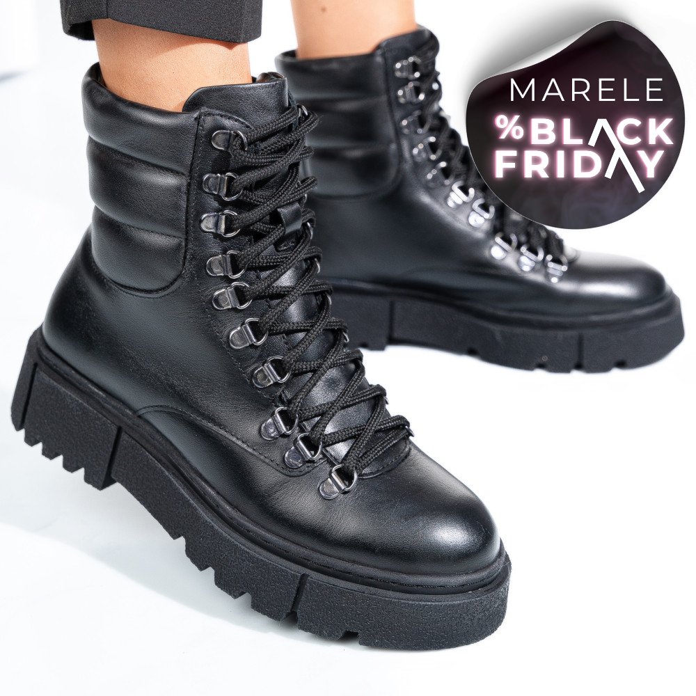 GHETE NEGRE PIELE NATURALA 4S7762