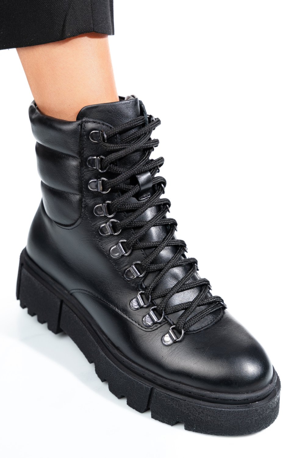 GHETE NEGRE PIELE NATURALA 4S7762