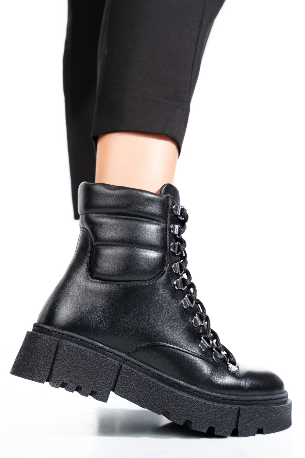 GHETE NEGRE PIELE NATURALA 4S7762