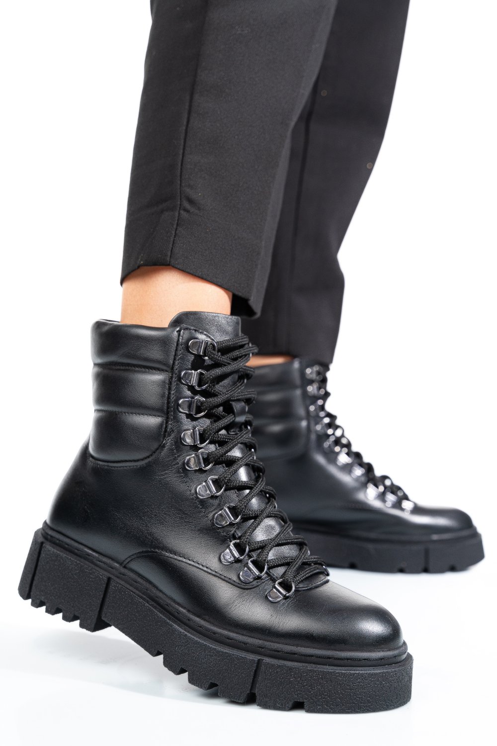 GHETE NEGRE PIELE NATURALA 4S7762