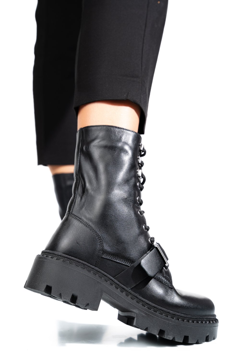 GHETE NEGRE PIELE NATURALA 3S7772