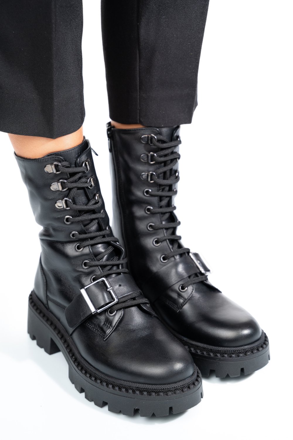 GHETE NEGRE PIELE NATURALA 3S7772