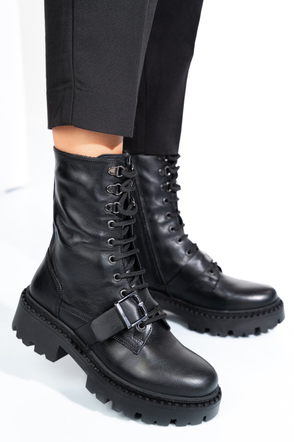 GHETE NEGRE PIELE NATURALA 3S7772