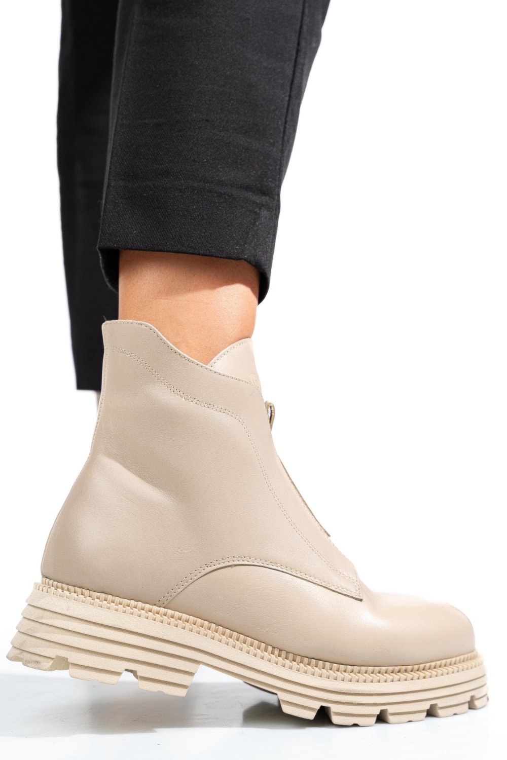 GHETE DAMA IMBLANITE PIELE NATURALA BEJ 4S7723