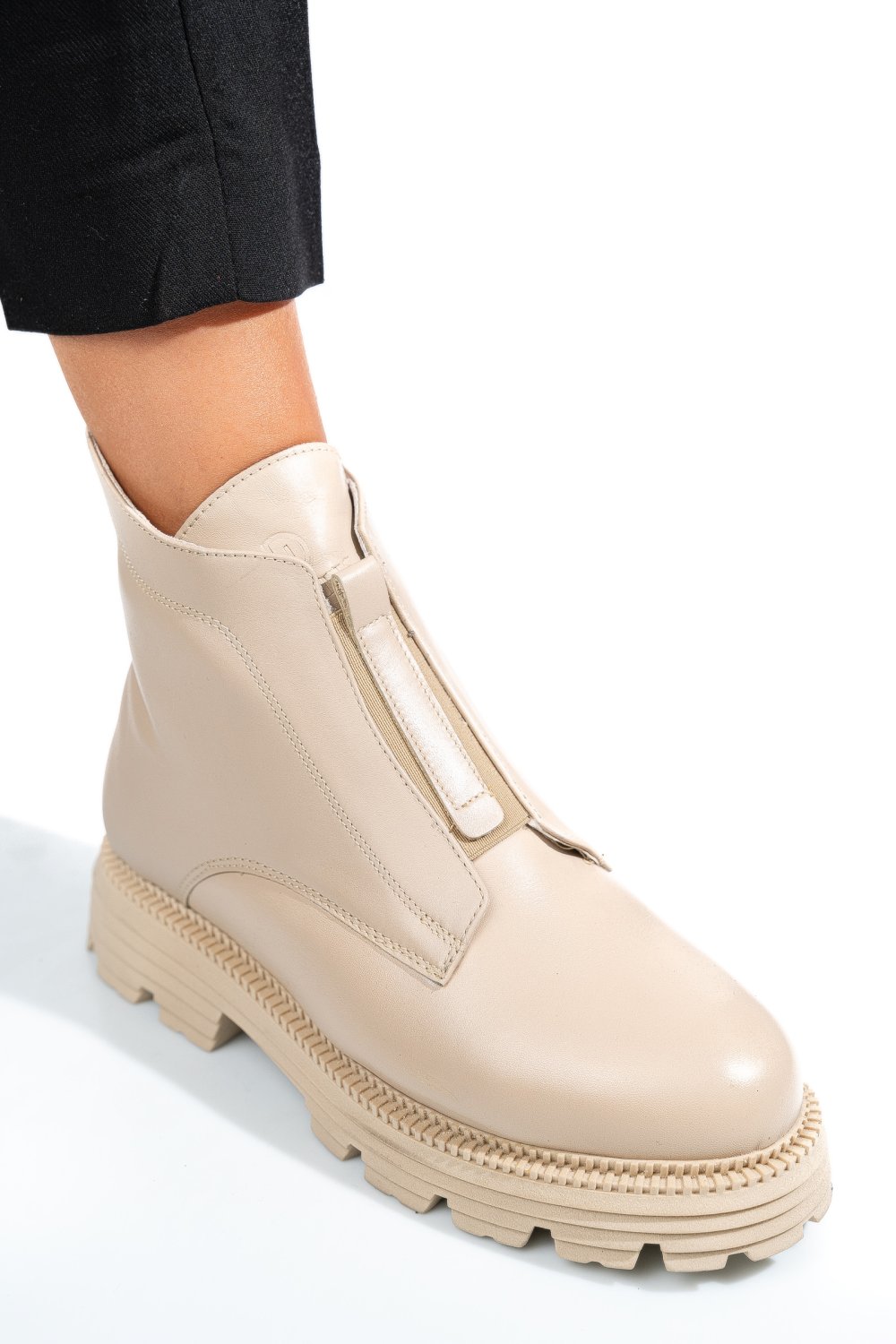 GHETE DAMA IMBLANITE PIELE NATURALA BEJ 4S7723