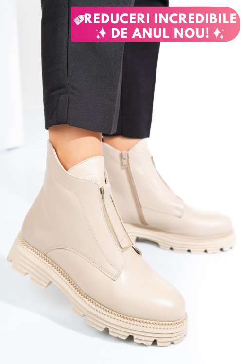Ghete dama imblanite piele naturala bej 4s7723