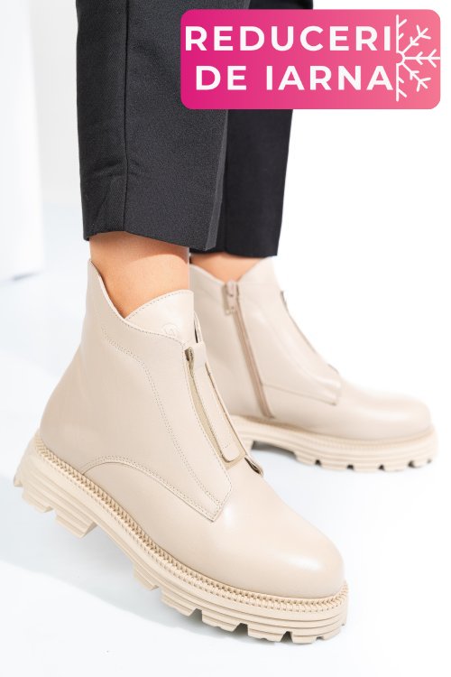 Ghete dama imblanite piele naturala bej 4s7723