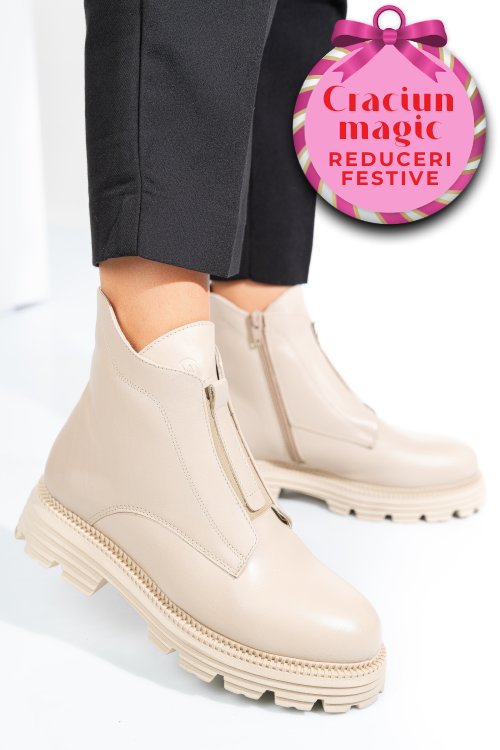 Ghete dama imblanite piele naturala bej 4s7723