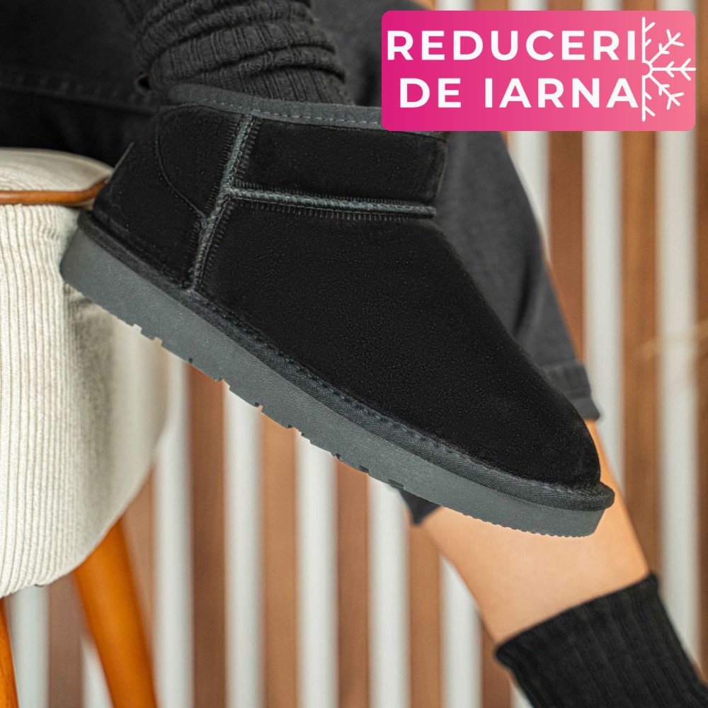 GHETE DAMA IMBLANITE PIELE NATURALA INTOARSA NEGRE 1S771200