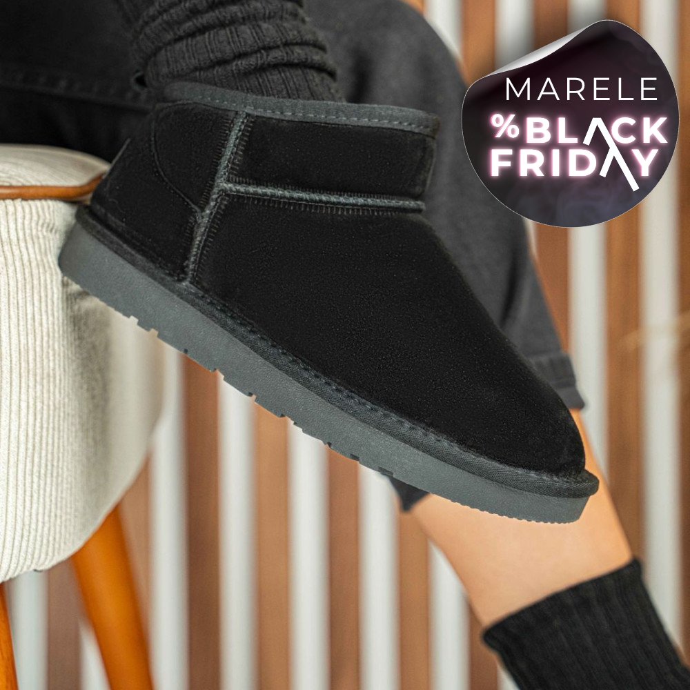 GHETE DAMA IMBLANITE PIELE NATURALA INTOARSA NEGRE 1S771200