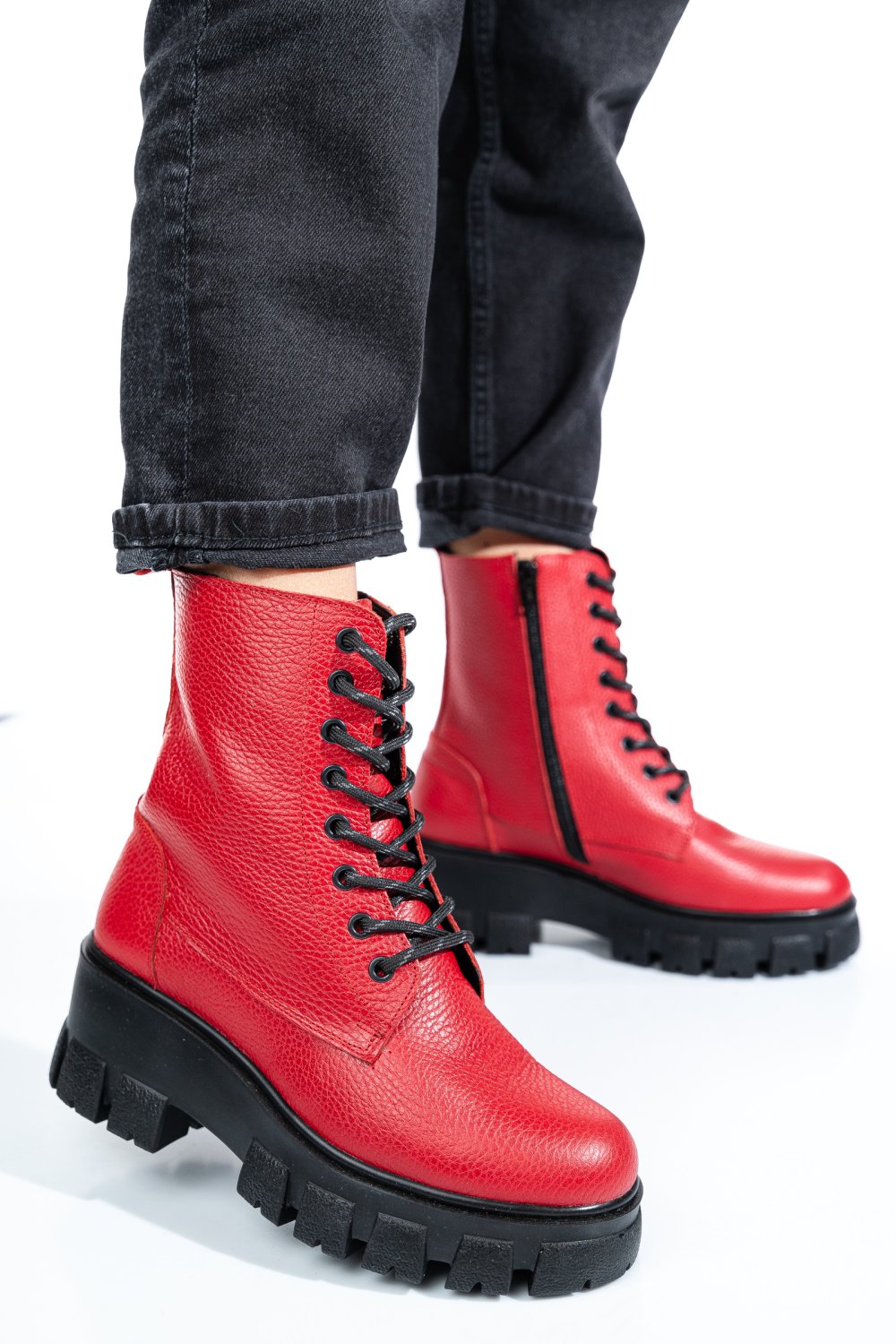 GHETE ROSII PIELE NATURALA 1S7755