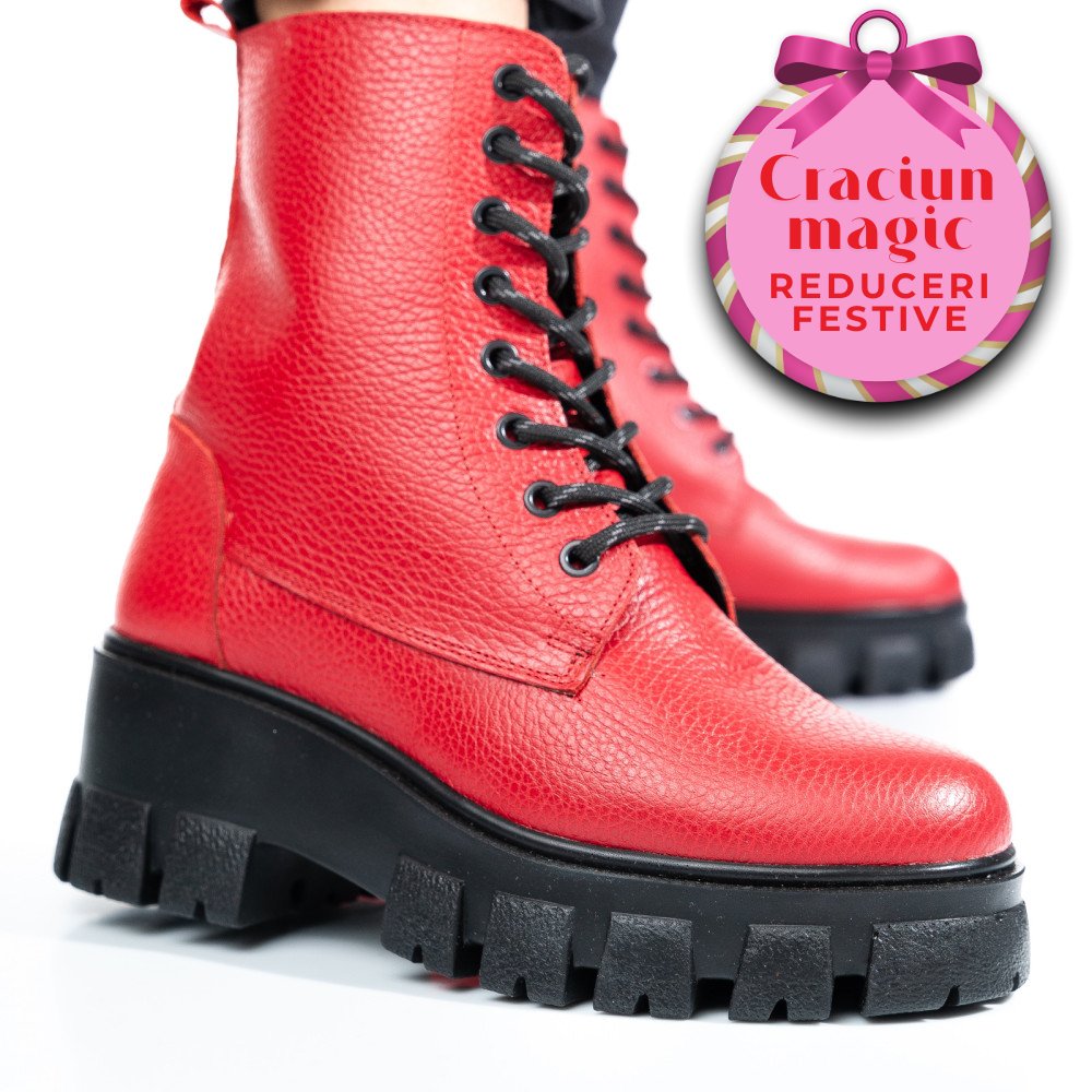 GHETE ROSII PIELE NATURALA 1S7755