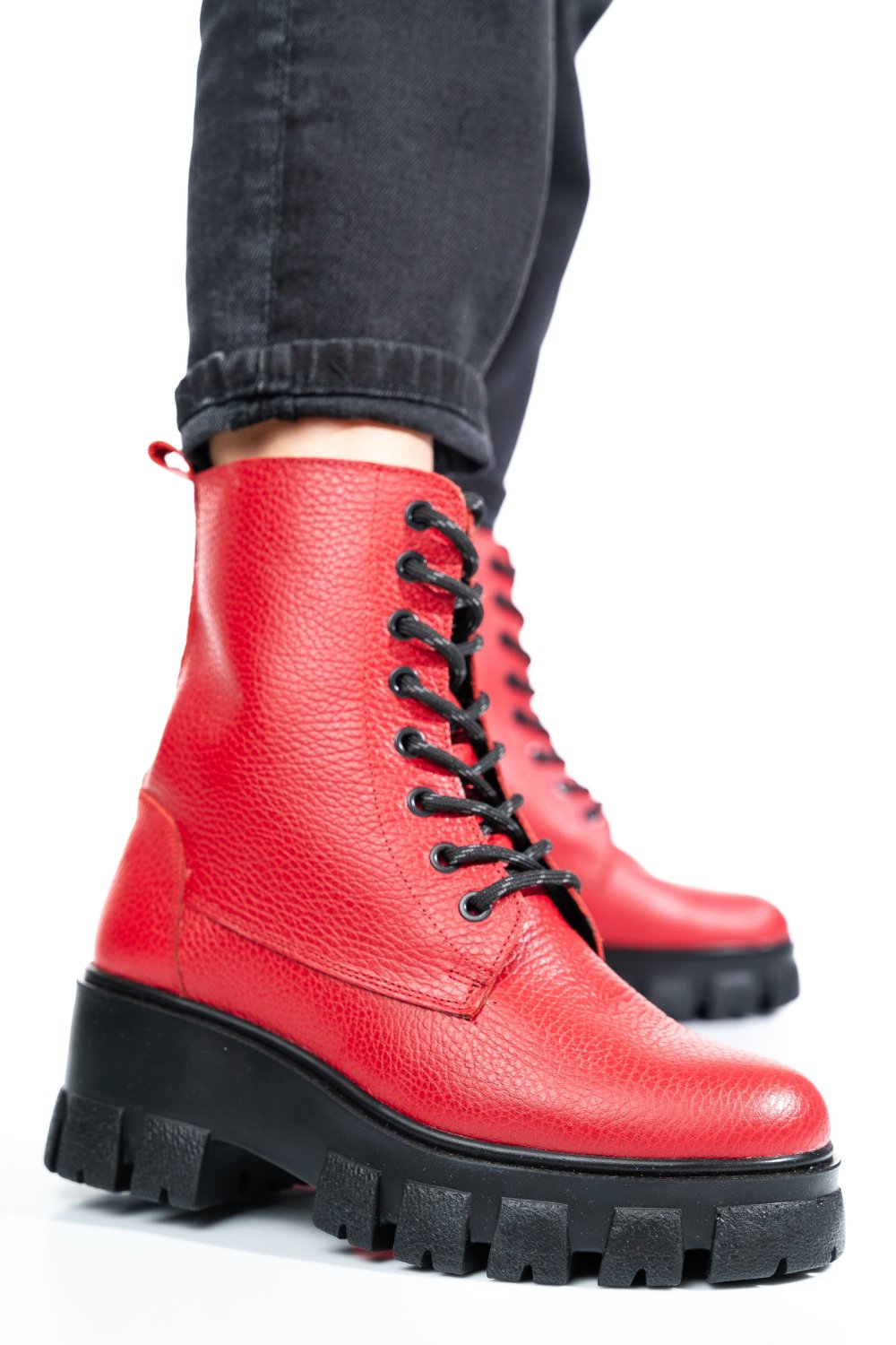 GHETE ROSII PIELE NATURALA 1S7755