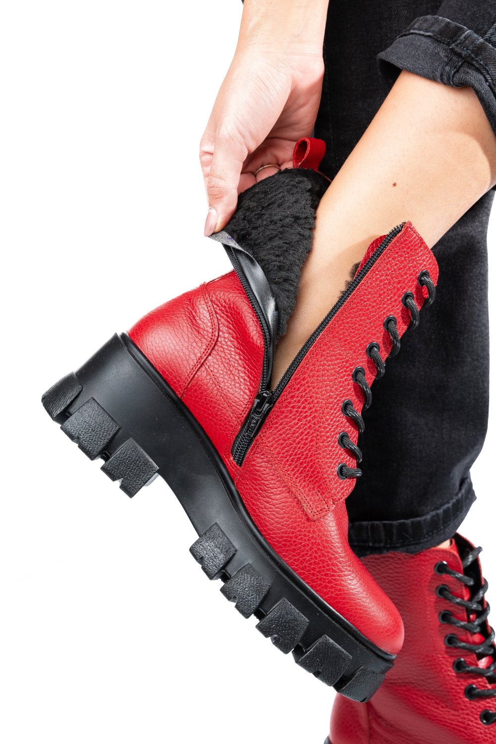 GHETE ROSII PIELE NATURALA 1S7755