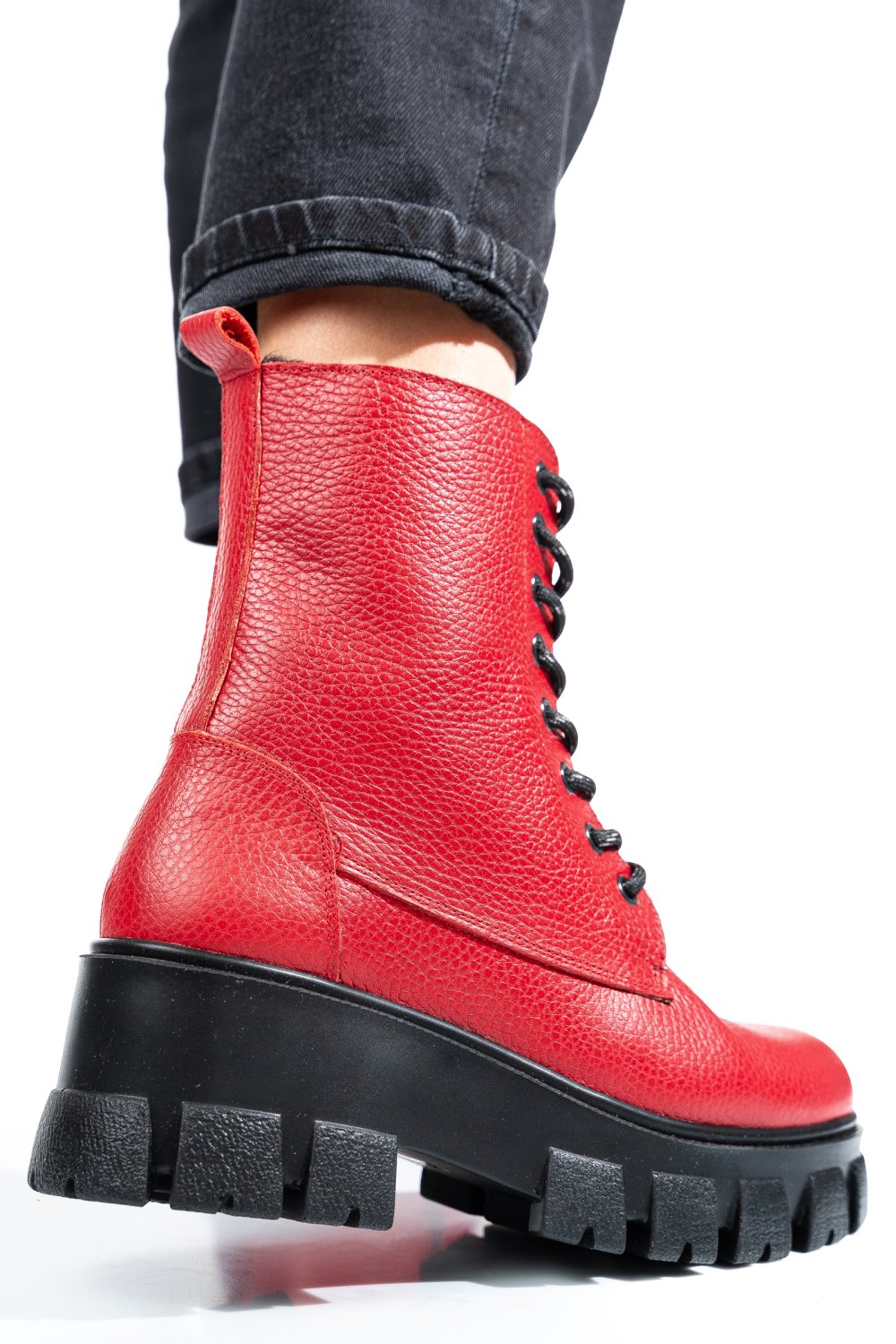 GHETE ROSII PIELE NATURALA 1S7755