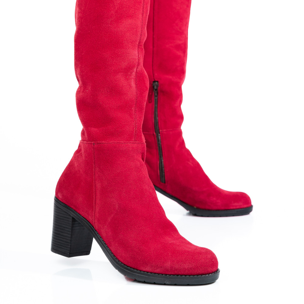 CIZME ROSII PIELE NATURALA INTOARSA 8S7700