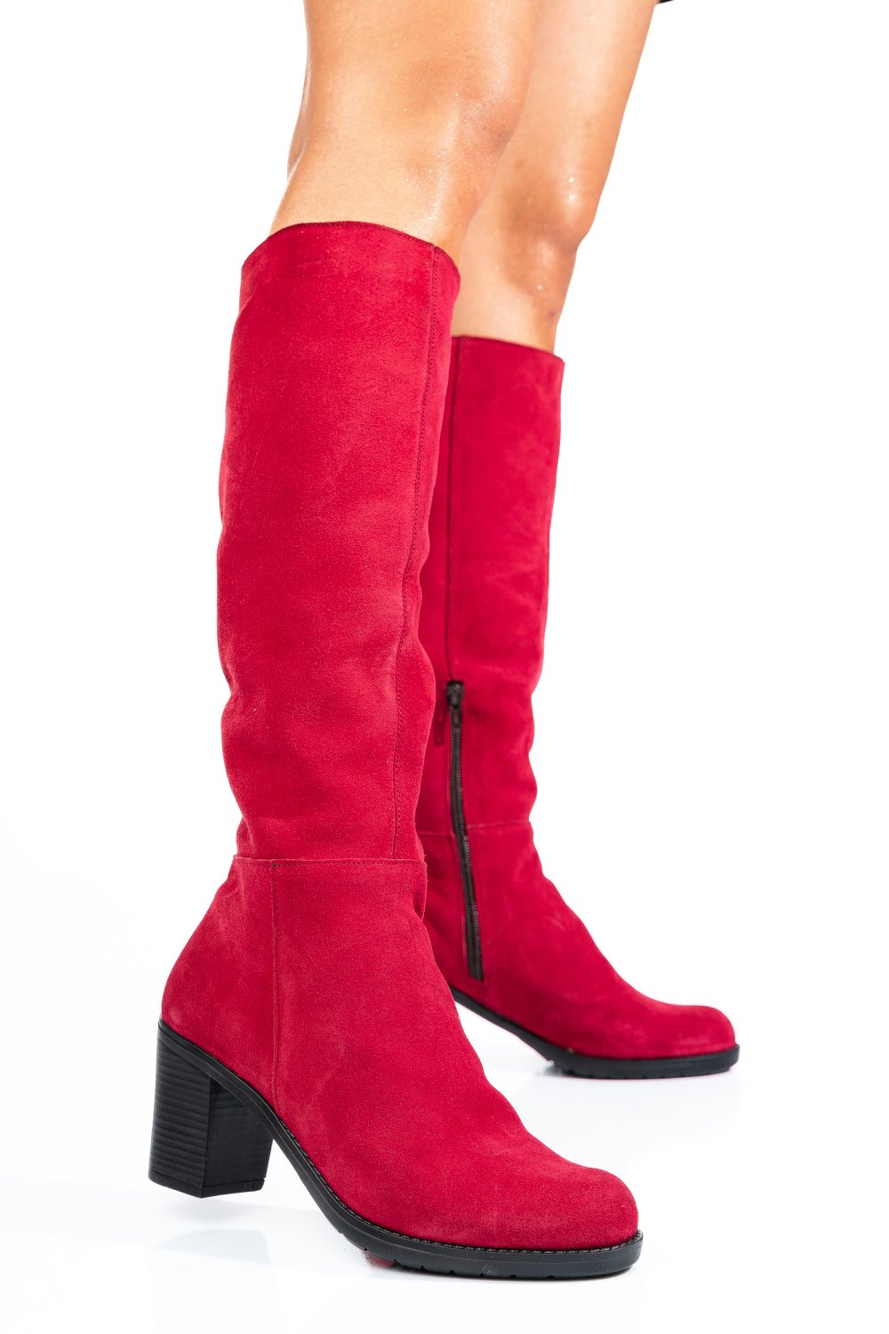 CIZME ROSII PIELE NATURALA INTOARSA 8S7700