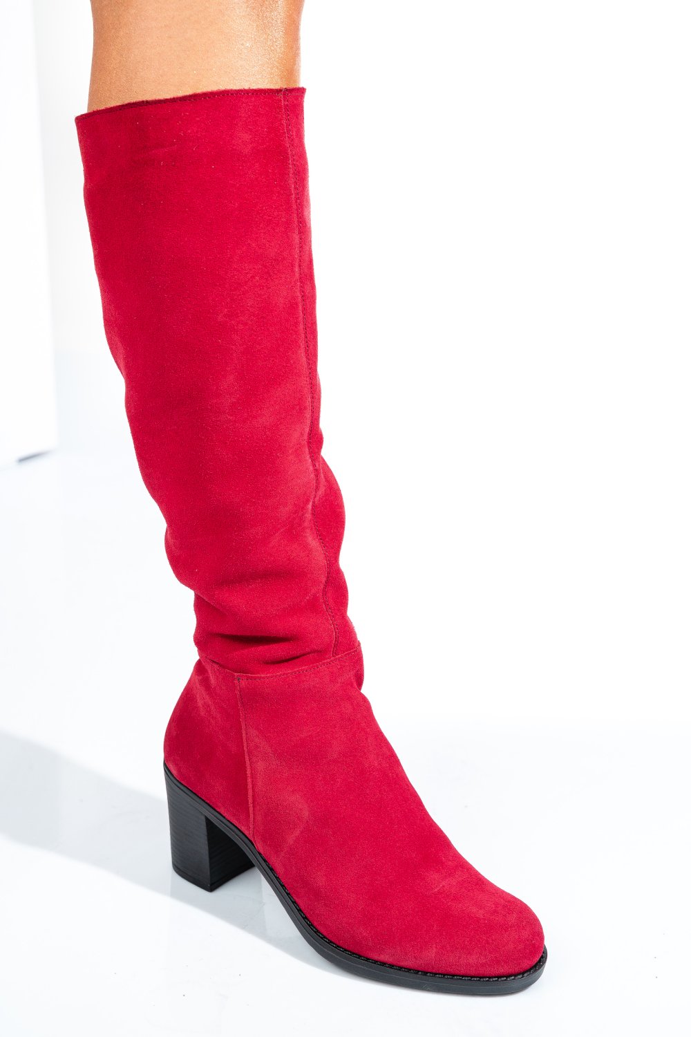 CIZME ROSII PIELE NATURALA INTOARSA 8S7700