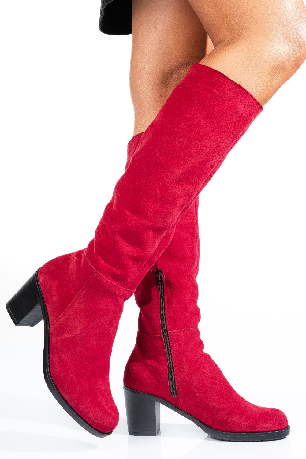 CIZME ROSII PIELE NATURALA INTOARSA 8S7700