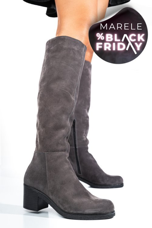 Cizme gri piele naturala intoarsa 8s7700