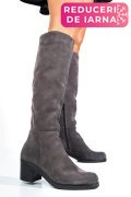 CIZME GRI PIELE NATURALA INTOARSA 8S7700