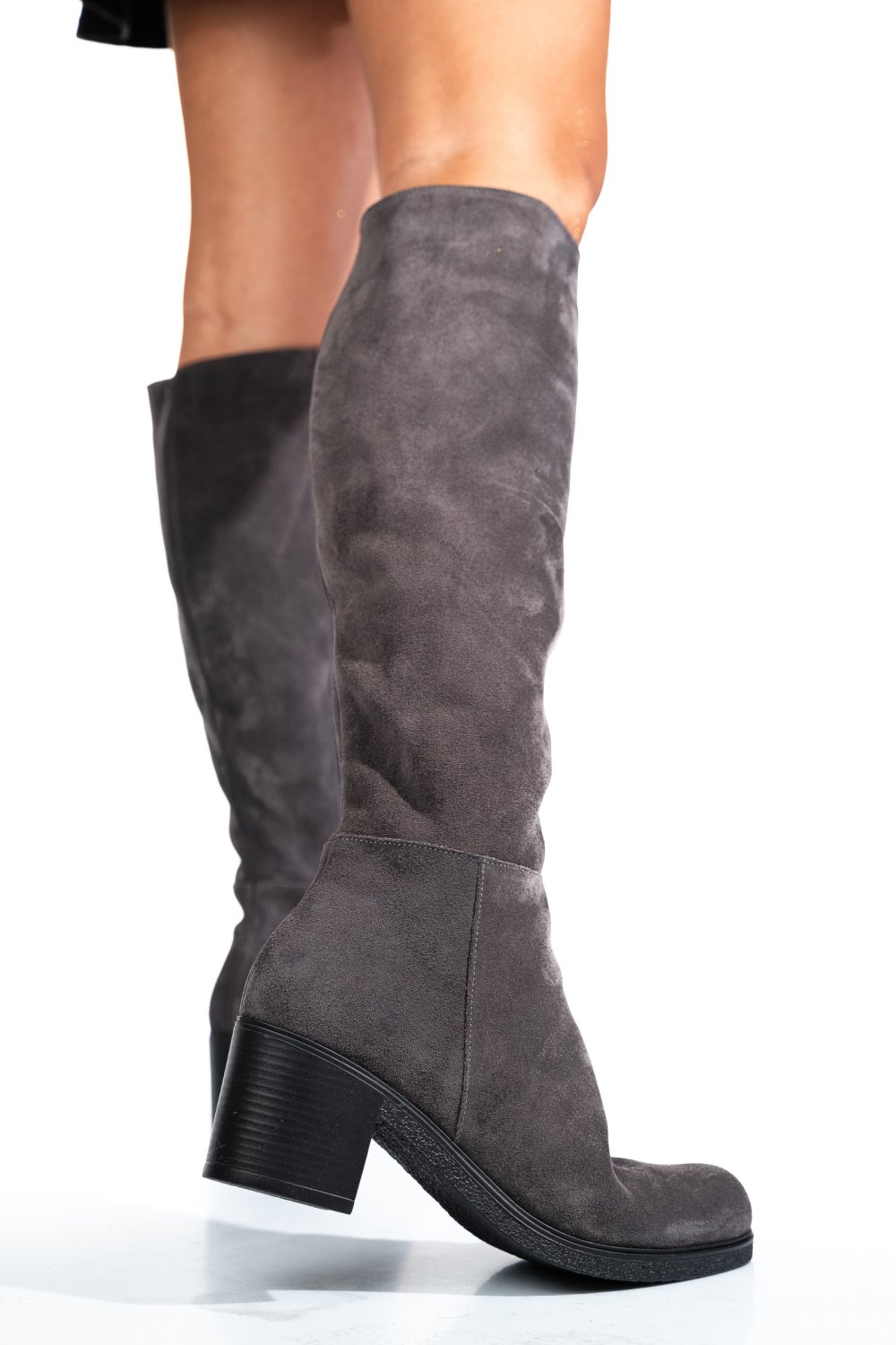 CIZME GRI PIELE NATURALA INTOARSA 8S7700