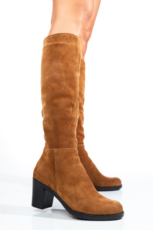 Cizme maro piele naturala intoarsa 8s7700