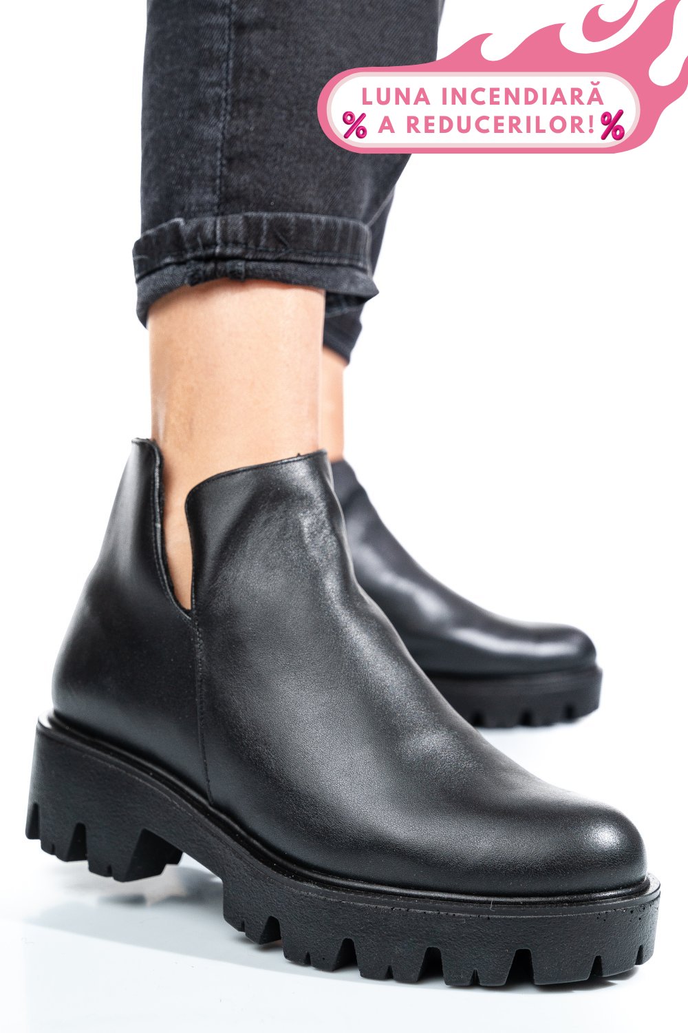 GHETE NEGRE PIELE NATURALA 0S7724