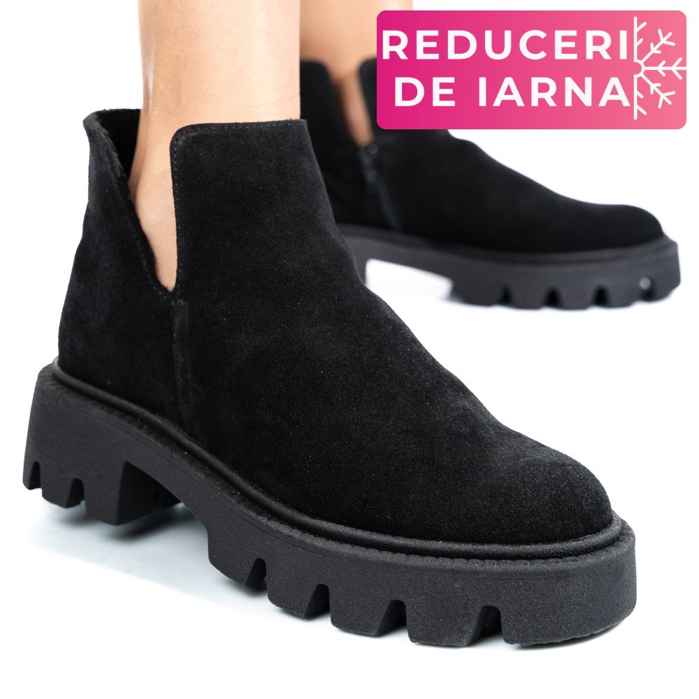 GHETE NEGRE PIELE NATURALA INTOARSA 0S7724