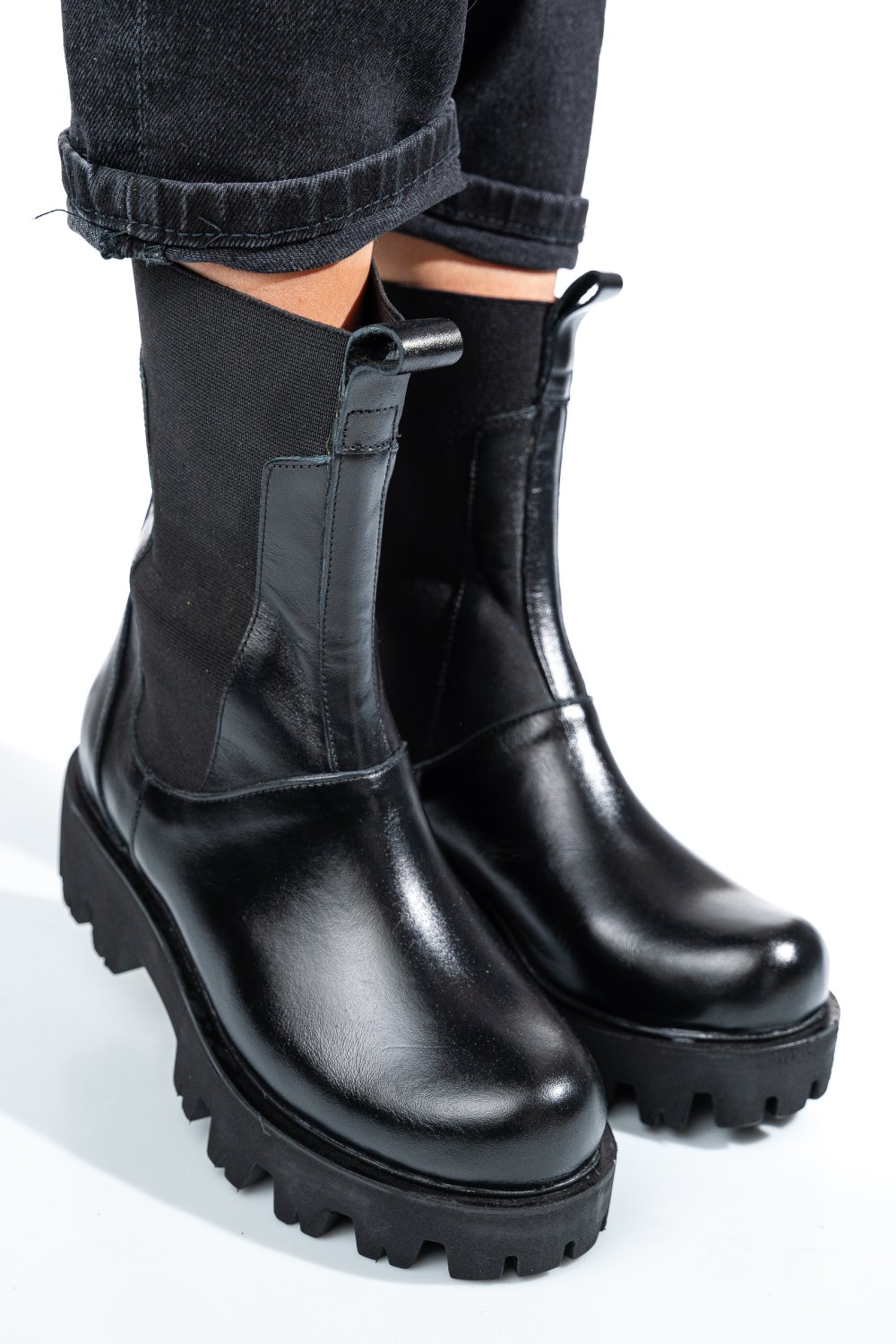 GHETE NEGRE PIELE NATURALA 7S77628B