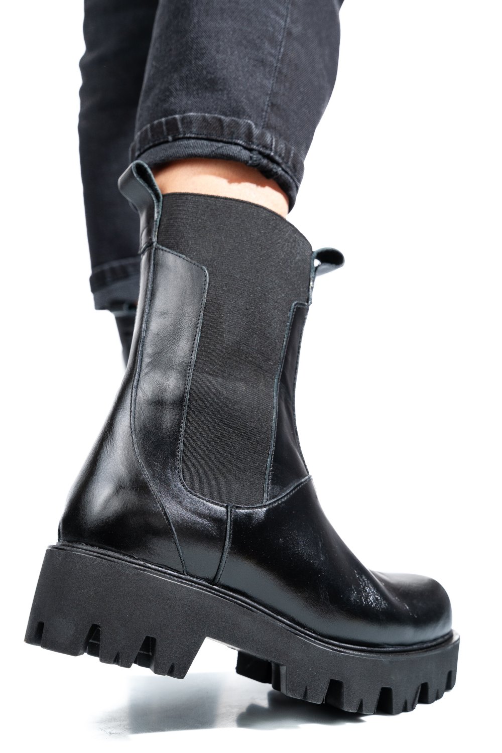 GHETE NEGRE PIELE NATURALA 7S77628B