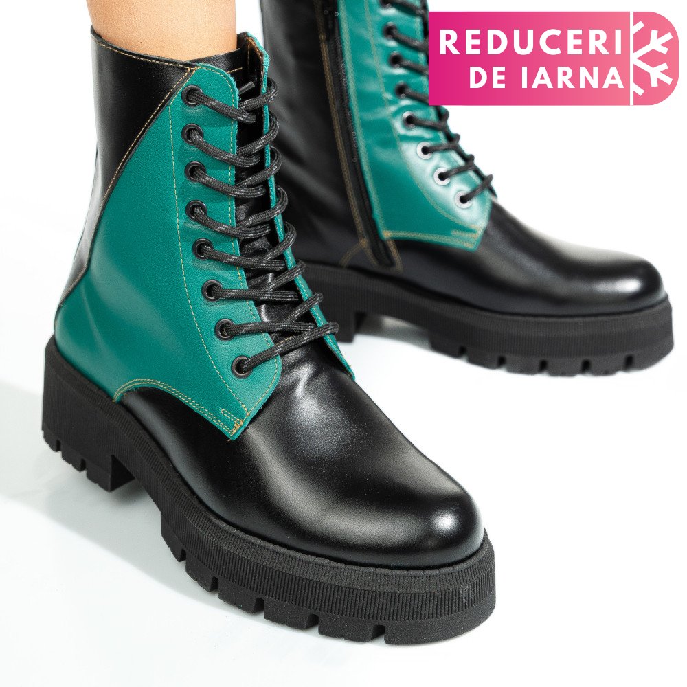 GHETE NEGRU VERDE PIELE NATURALA 1S7731
