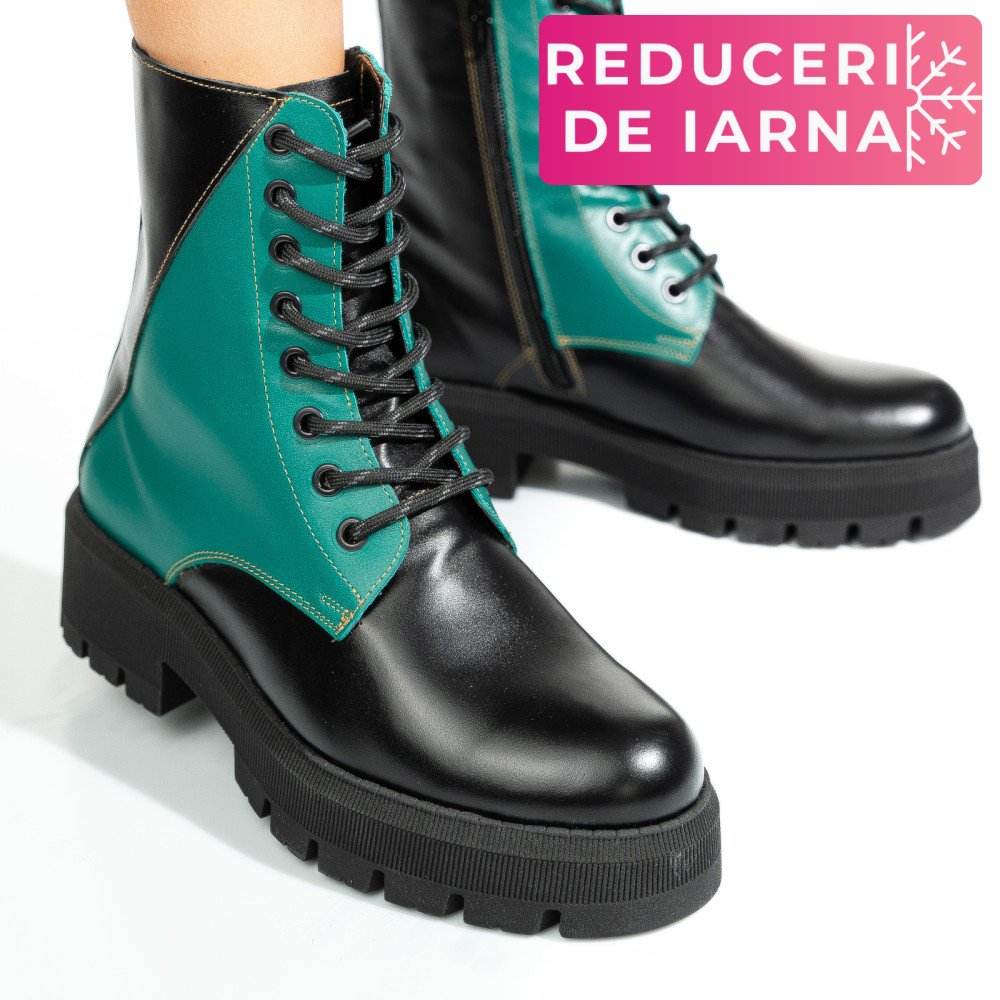 GHETE NEGRU VERDE PIELE NATURALA 1S7731