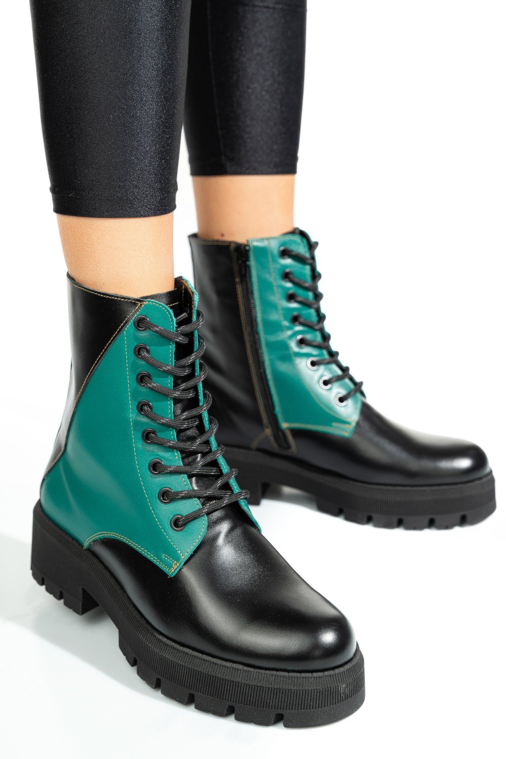 GHETE NEGRU VERDE PIELE NATURALA 1S7731