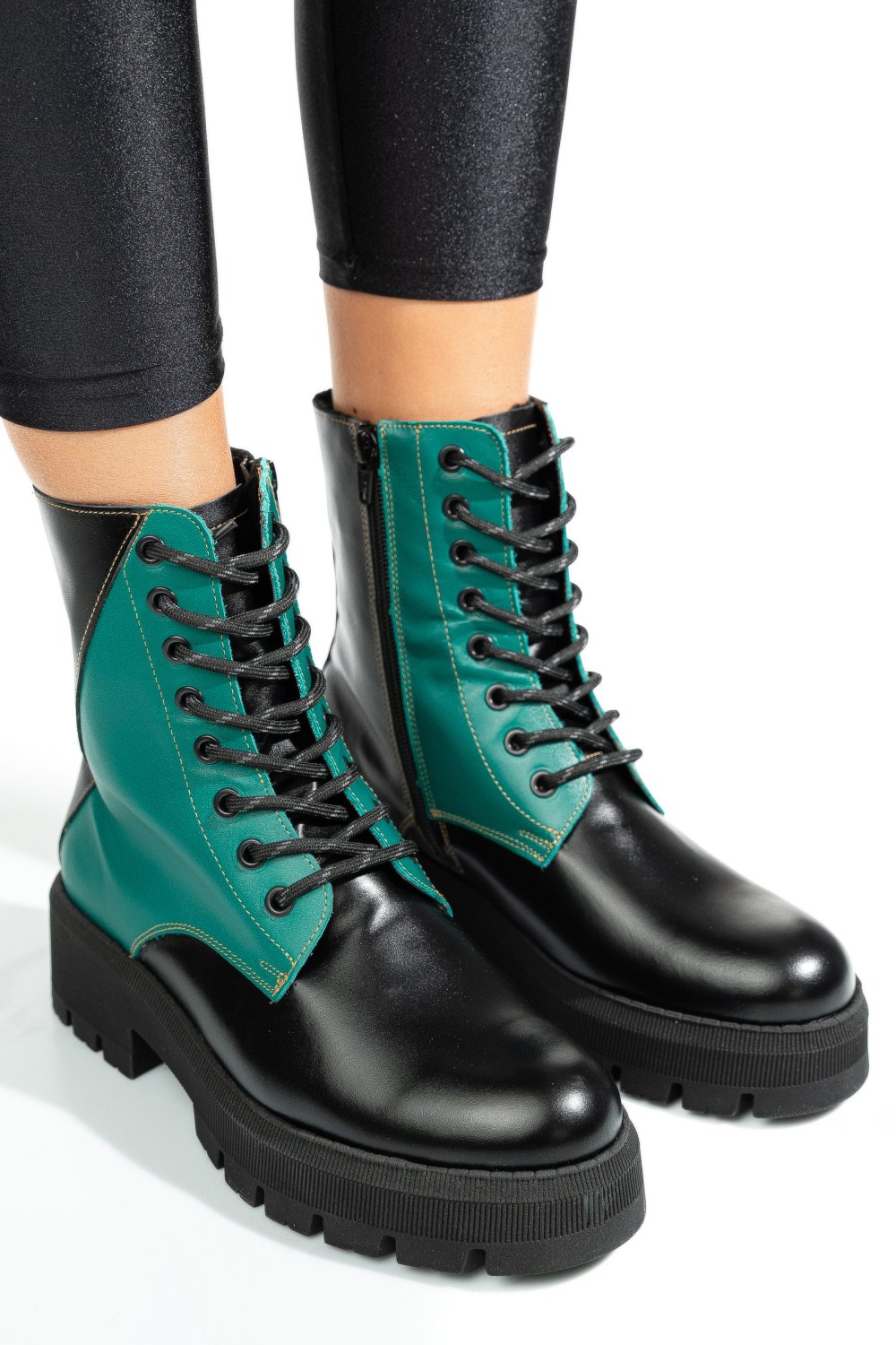 GHETE NEGRU VERDE PIELE NATURALA 1S7731