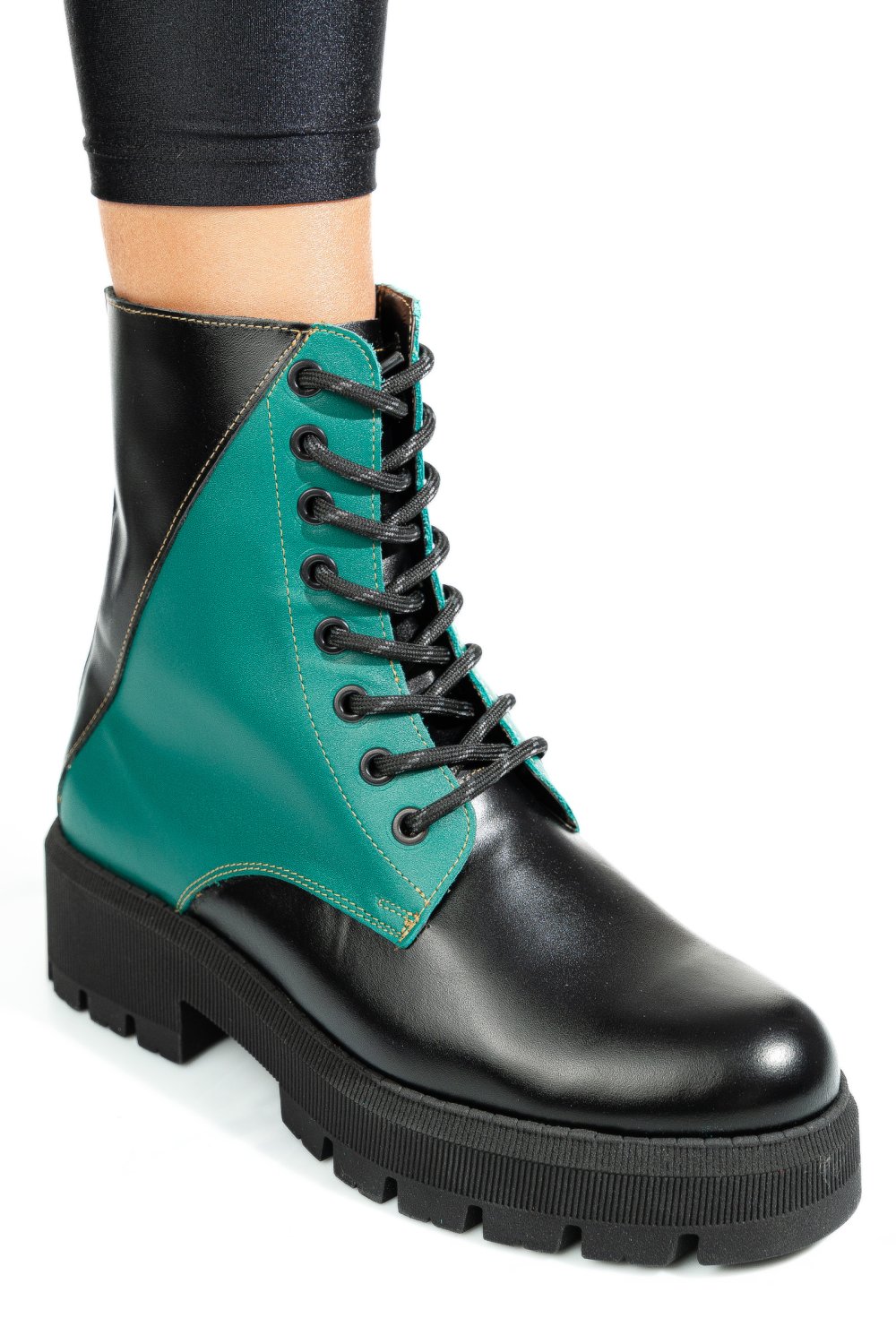 GHETE NEGRU VERDE PIELE NATURALA 1S7731