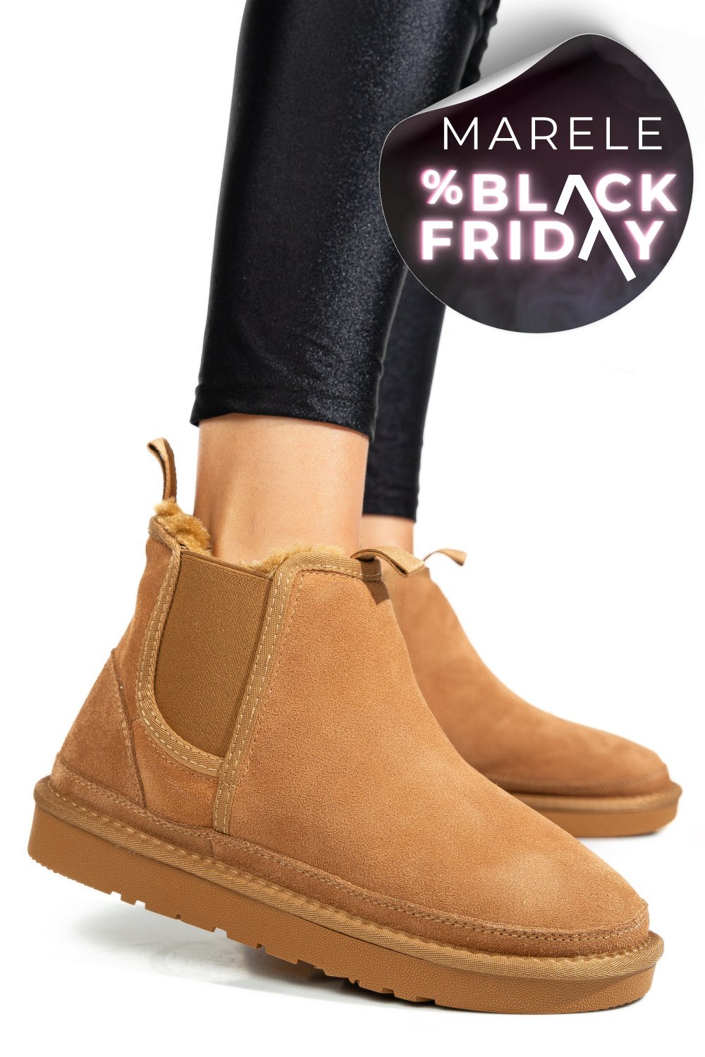 GHETE DAMA IMBLANITE PIELE NATURALA INTOARSA MARO 1S77208